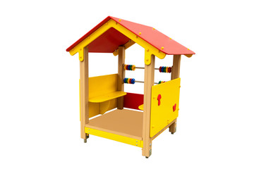 Colorful house with educational elements for children. Isolated on white.