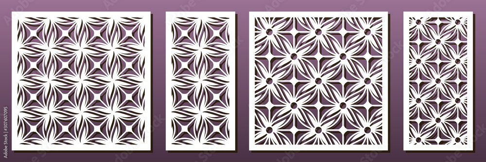 Canvas Prints laser cut pamels template, vector set. abstract geometric pattern. stencils, die for metal cutting, 