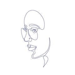 Continuous line, woman face. Abstract, modern art. Fashion concept, one line drawing for use in design.
