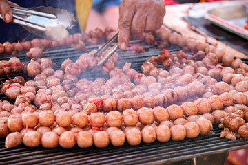 Thailand famous street food grilled sausage