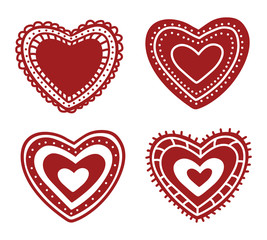 Vector illustration of hand drawn hearts set
