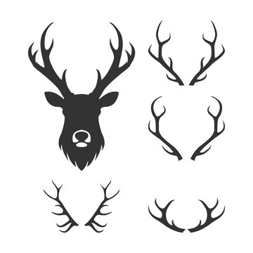 retro deer hunter logo, icon and illustration