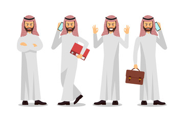 Naklejka na ściany i meble Businessman character design, Muslim businessman. Vector illustration.