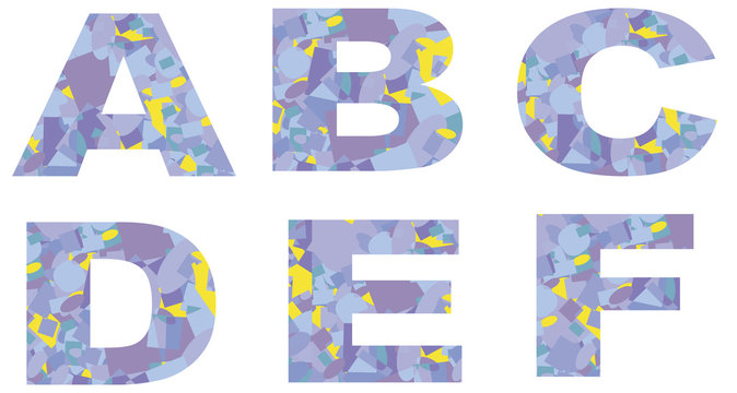 Vector mosaic letters ABCDEF