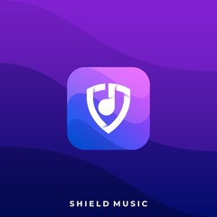 Shield Music Icon Application Illustration Vector Template