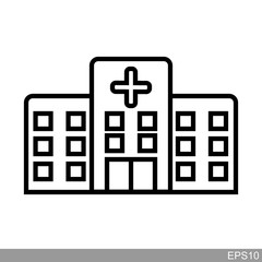 Hospital icon with white background.vector Illustration