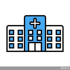 Fototapeta premium Hospital icon with white background.vector Illustration