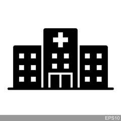 Hospital icon with white background.vector Illustration