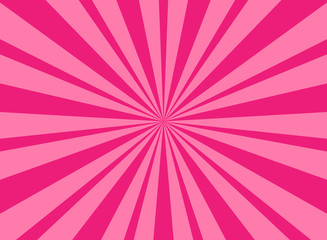 Sunlight horizontal background. Pink color burst background. Vector illustration.