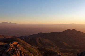 Fototapeta na wymiar Sunset in Southern Arizona - overlooking Tucson, AZ