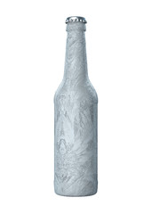 Heavily Frozen Hard Ice Bottle. Realistic 3D Illustration Isolated on White Background Close-Up.