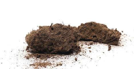 Dirt, soil pile isolated on white background