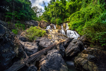 Fototapeta na wymiar Beautiful Pha Sua Waterfall in Mae Hong Son Province, Thailand