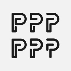 Set of Letter P logo vector, icon design template elements