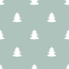 fir-trees on powder blue background. Forest blizzard. seamless winter pattern with spruce.
