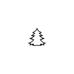 Black line Christmas fir tree icon on white background. Spruce sign isolated on white background.