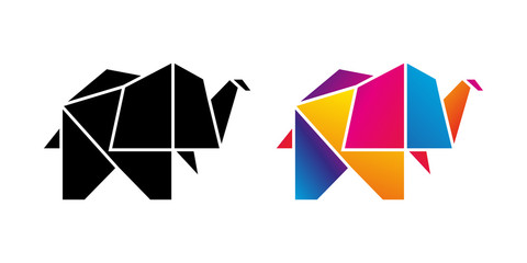 Słoń origami logo wektor.