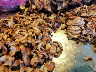 Slice cooked pork in basket for background 