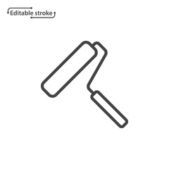 Obraz premium Paint roller line vector icon. Editable stroke.