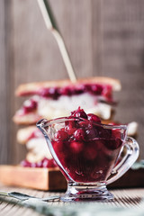 Thanksgiving cranberry sauce and turkey sandwich with brie cheese