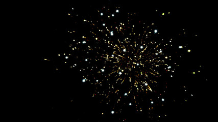Fototapeta premium Golden traditional fireworks in night sky, isolated on black