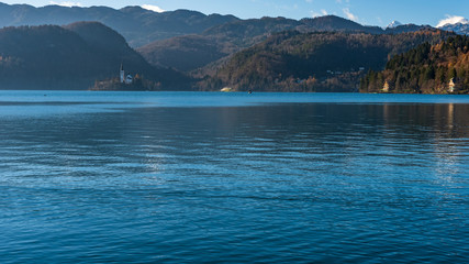 Island in Lake Bled. Dreamlike atmosphere for the Church of S. Maria Assunta. slovenia
