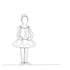  isolated, sketch with lines dancing little girl ballerina
