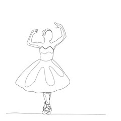 vector, isolated, sketch with lines dancing little girl ballerina
