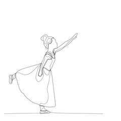  isolated, sketch with lines dancing little ballet girl