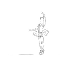 vector, isolated, sketch with lines dancing girl, ballet