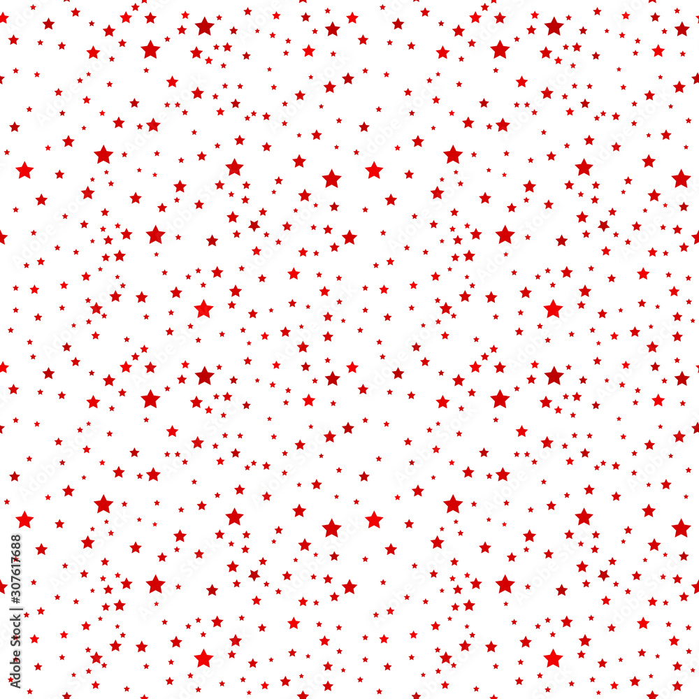 Sticker Red stars on white background seamless pattern.