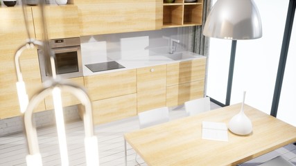 Modern design living room interior in Scandinavian style . 3D rendering