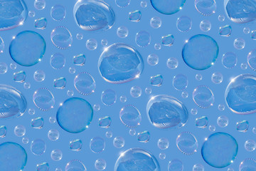 Background from soap bubbles. Soap bubbles fly in the sky. Blow out soap bubbles. A cloud of soap bubbles.