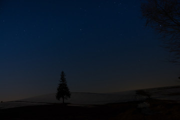 雪原と星空　美瑛町