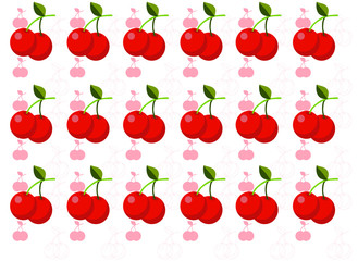 pattern with cherry on a white background