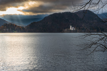 Island in Lake Bled. Dreamlike atmosphere for the Church of S. Maria Assunta. slovenia