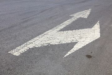 White highway markings, closeup of photo