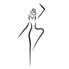 young woman goes in for sports or dances