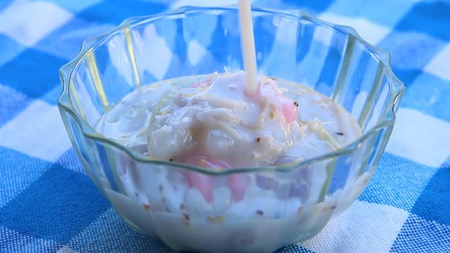 dumplings in coconut cream or Buo Loi , Thai famous dessert 