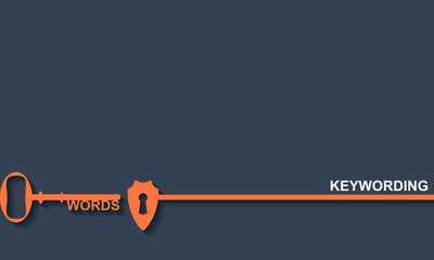 Keywording concept. Key hall with shield, vector
