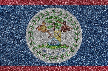 Belize flag depicted on many small shiny sequins. Colorful festival background for party