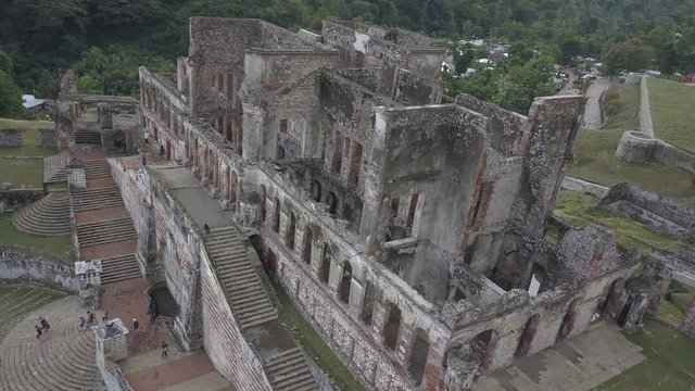 Sideward Panning View of Sans-Souci Palace in Milot, Haiti