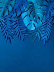Fototapeta na wymiar Different Blue tropical paper leaf.