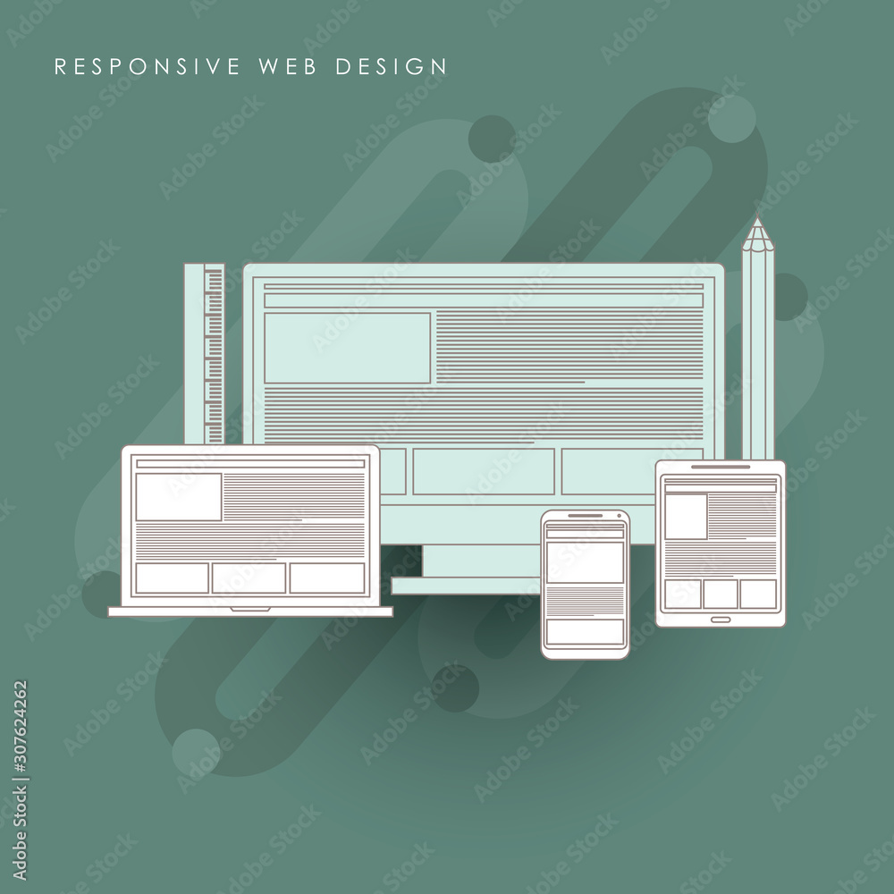 Poster web design. website template for monitor, laptop, tablet, phone. elements for mobile and web applica