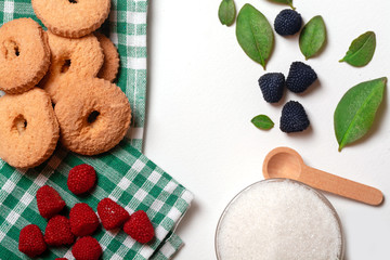 Kitchen background with berry fruits