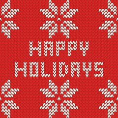 Happy holidays red knitting vector card