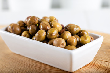 green olives in a bowl