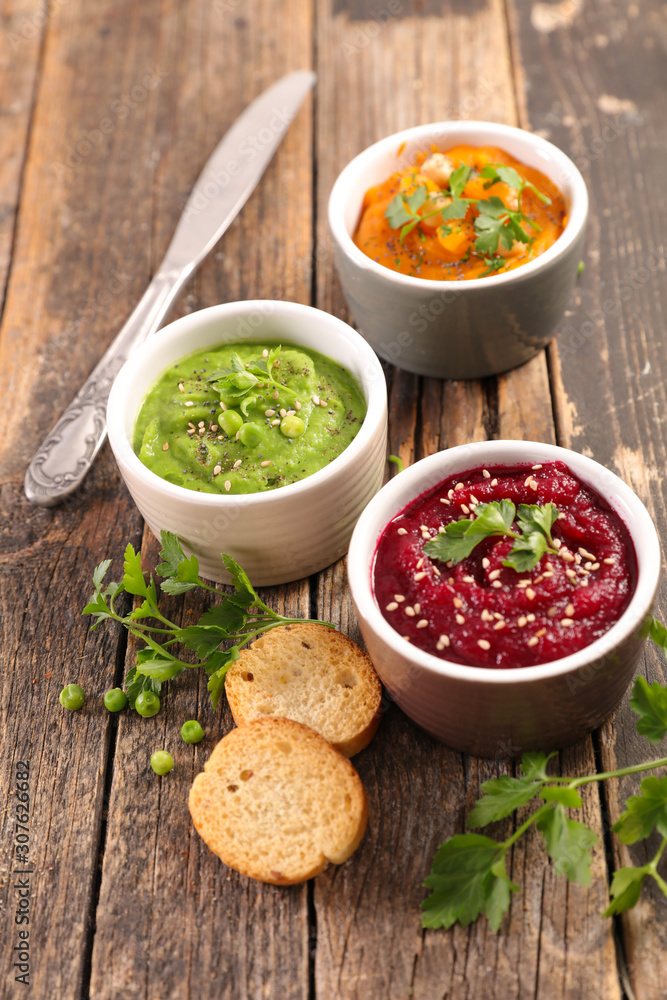 Poster vegetable dip- sweet potato, beetroot and pea dipping sauce