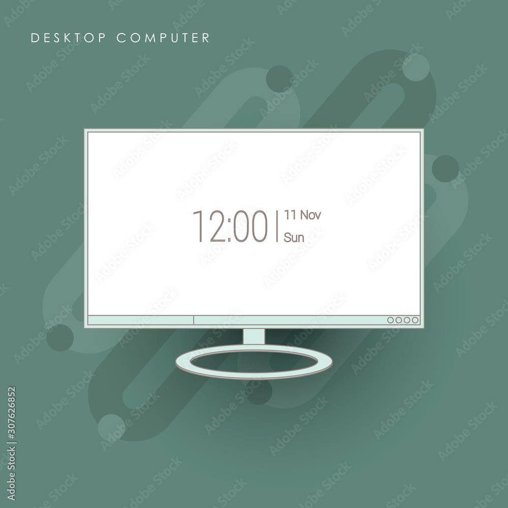 Poster realistic monitor. computer. stock vector.