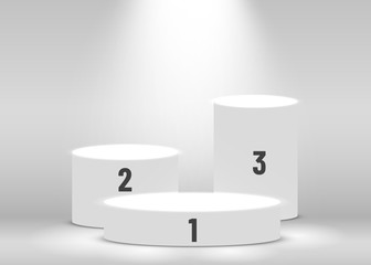 Stage podium with lighting, Stage Podium Scene with for Award Ceremony on white Background